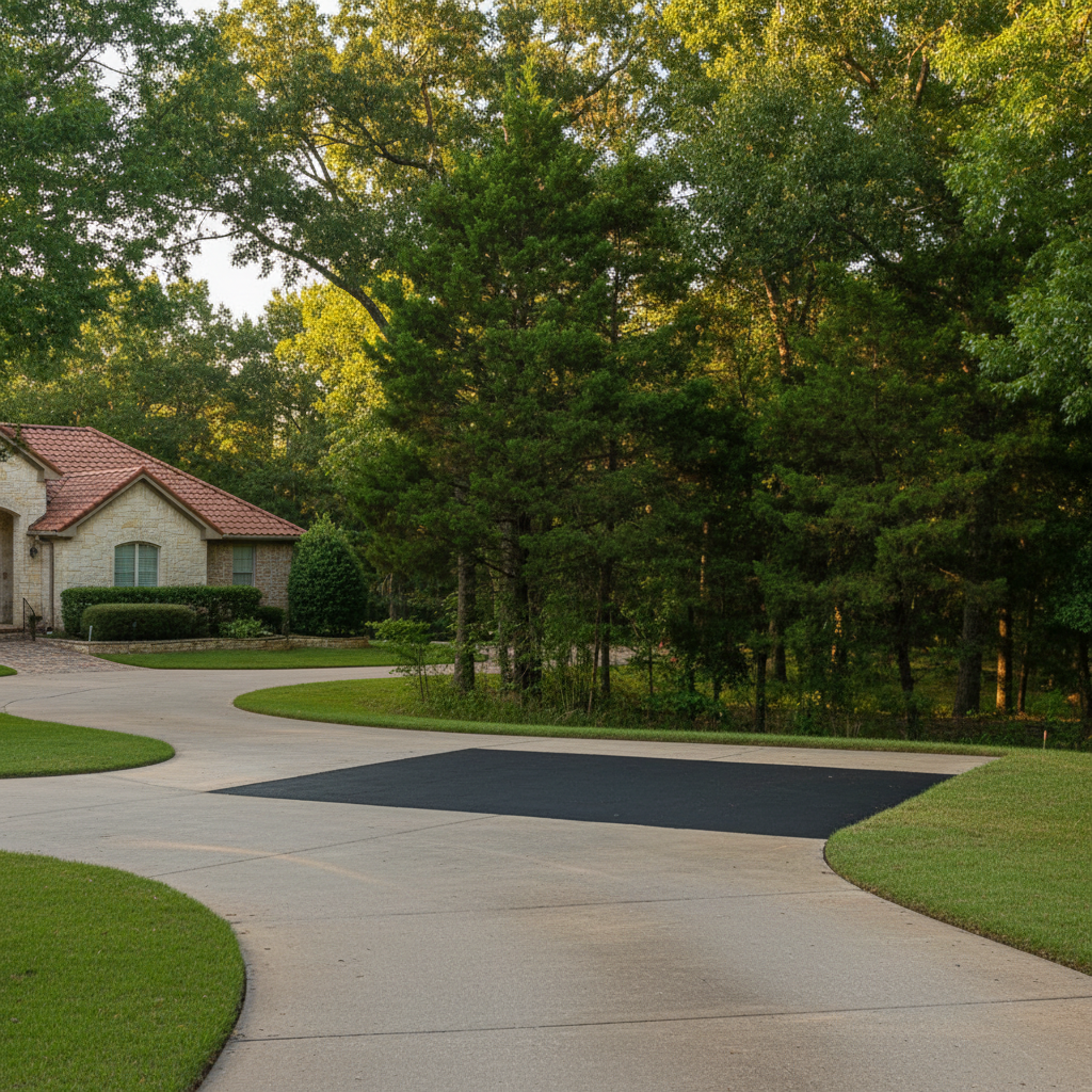 Completed asphalt repair work at a residential property in Georgetown, TX