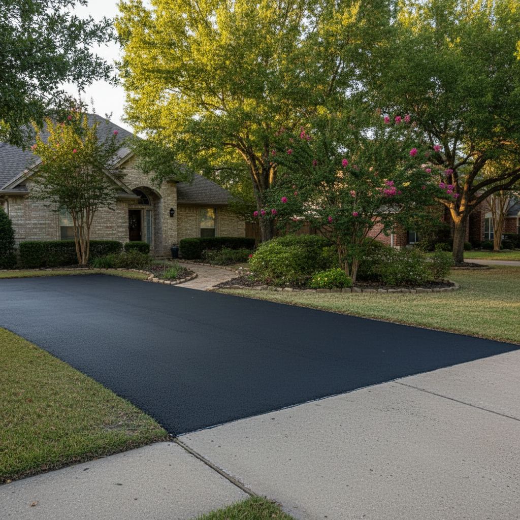 Completed asphalt repair work at a residential property in Round Rock, TX