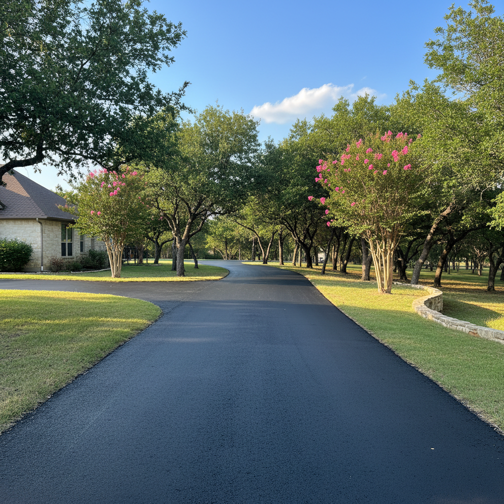 Completed slurry coating work at a residential property in Fredericksburg, TX