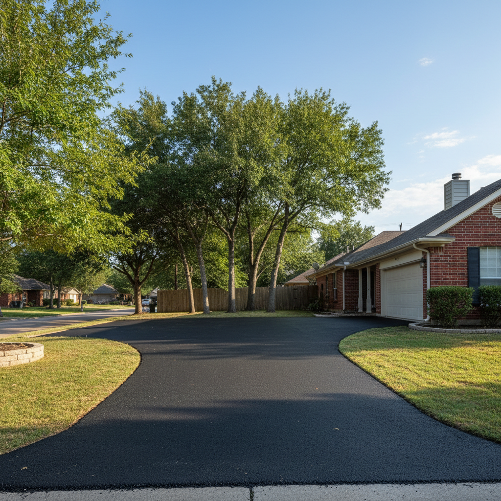 Completed driveway paving work at a residential property in Killeen, TX