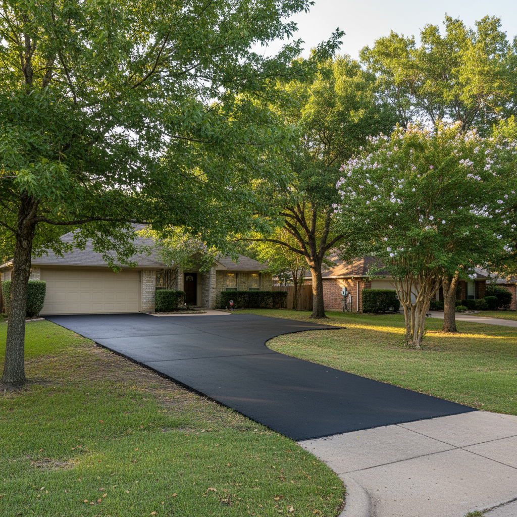 Completed asphalt repair work at a residential property in Georgetown, TX