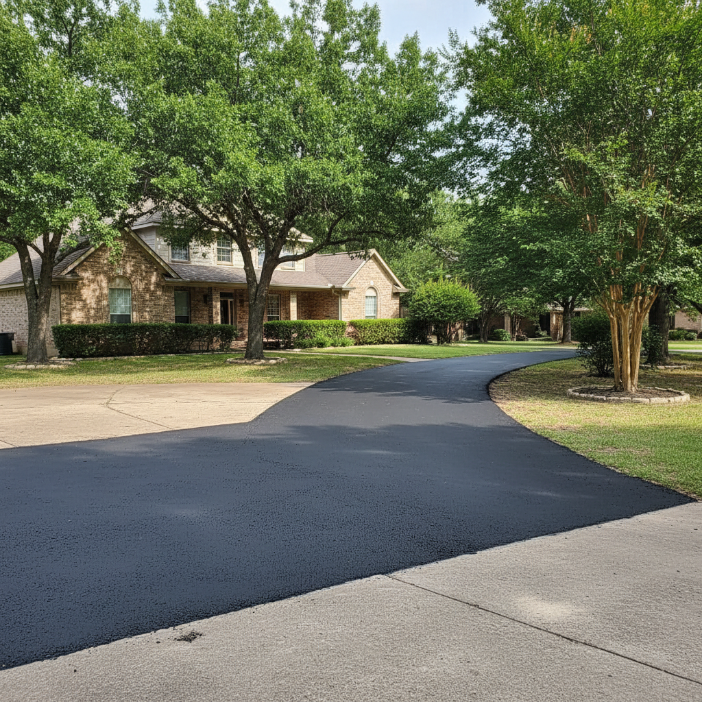 Completed asphalt repair work at a residential property in Fredericksburg, TX