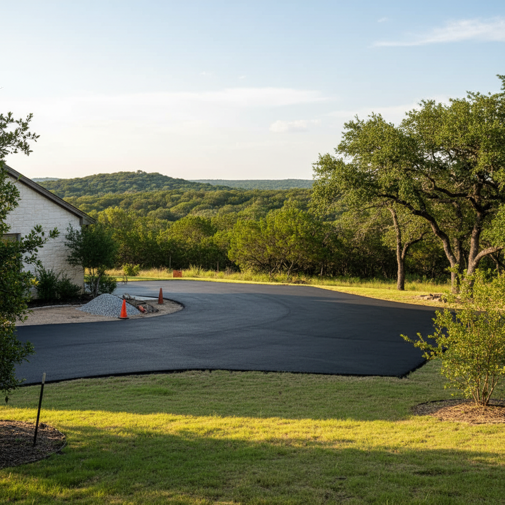 Completed commercial asphalt work at a residential property in Marble Falls, TX
