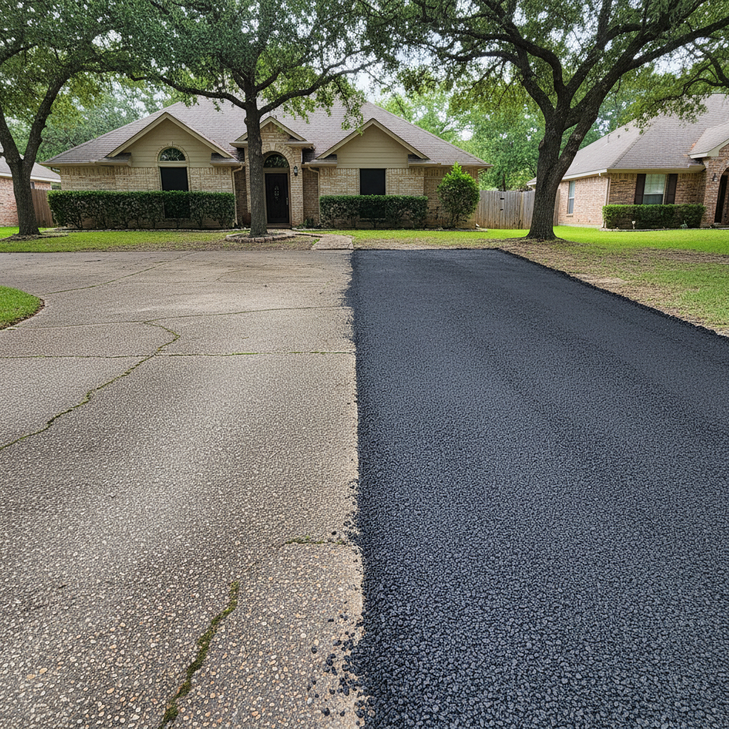 Completed asphalt milling work at a residential property in Round Rock, TX