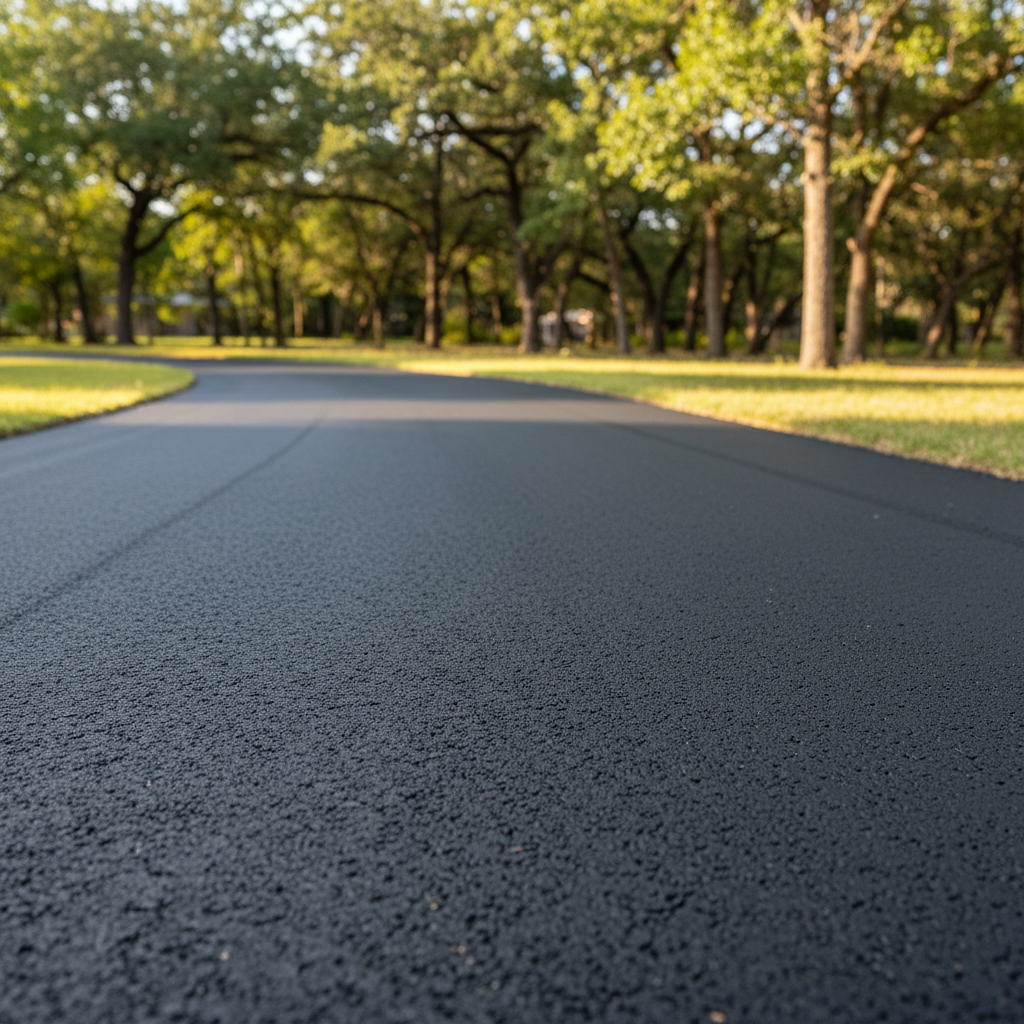 Completed driveway paving work at a residential property in Round Rock, TX