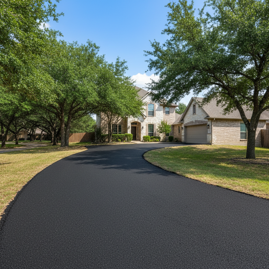 Completed residential asphalt work at a residential property in Kyle, TX
