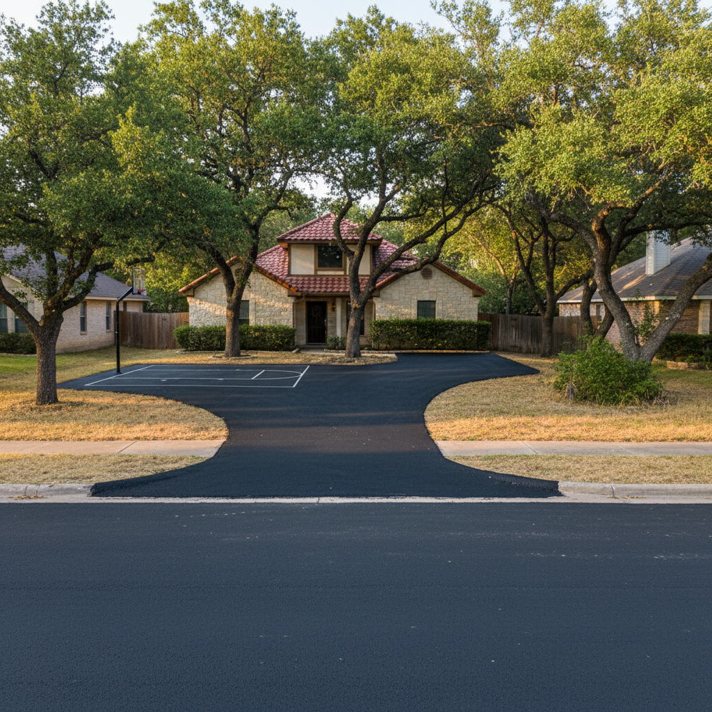 Completed slurry coating work at a residential property in Marble Falls, TX
