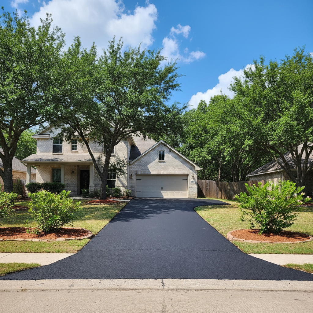 Completed asphalt paving work at a residential property in Kyle, TX
