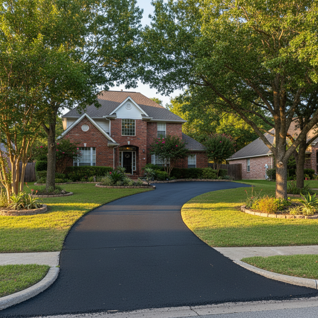 Completed residential asphalt work at a residential property in Bryan, TX