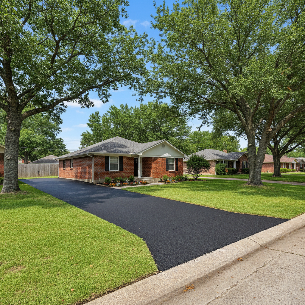 Completed asphalt paving work at a residential property in Bryan, TX