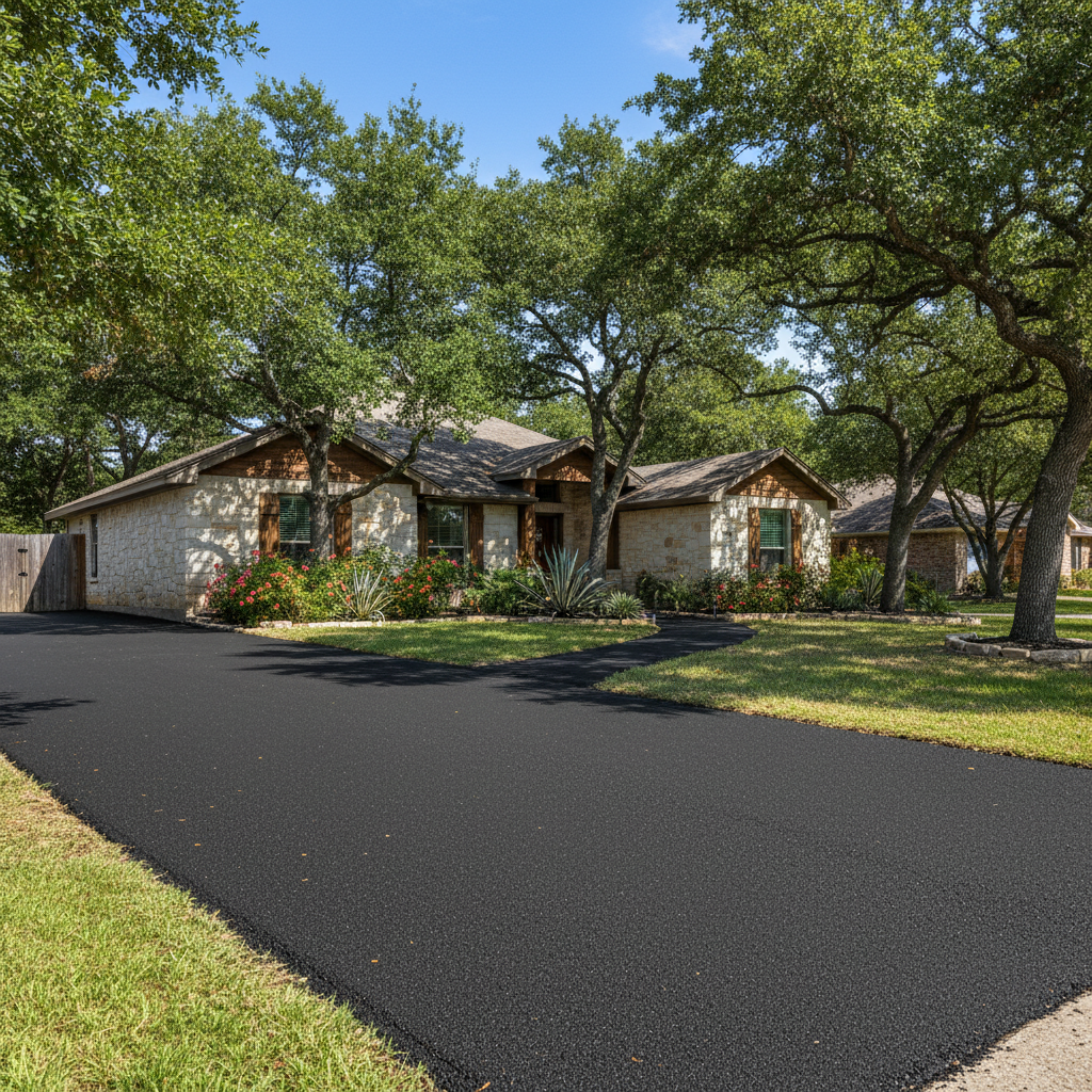 Completed residential asphalt work at a residential property in Kyle, TX