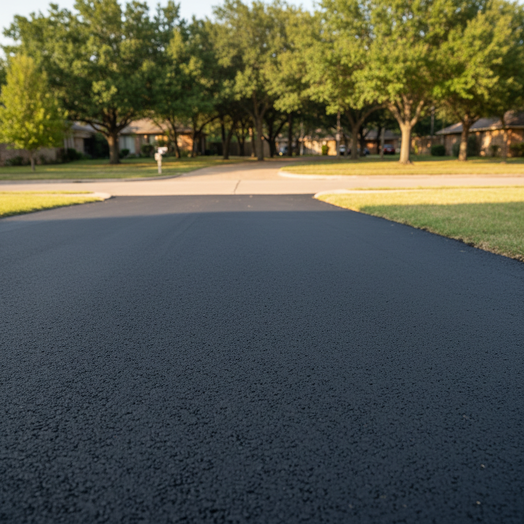 Completed asphalt patching work at a residential property in San Marcos, TX