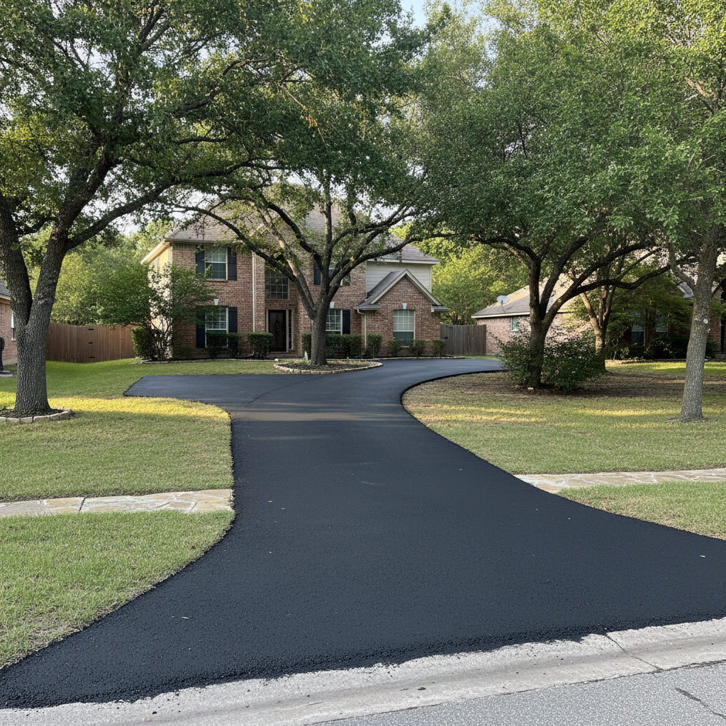 Completed residential asphalt work at a residential property in Hutto, TX
