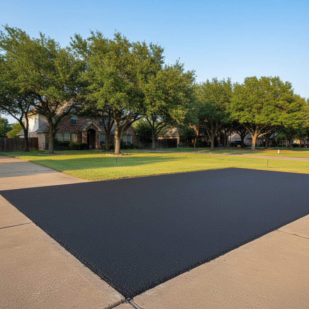 Completed asphalt patching work at a residential property in Hutto, TX