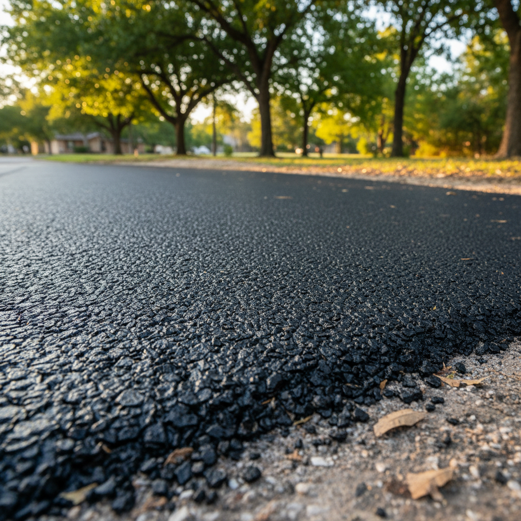 Completed asphalt patching work at a residential property in San Marcos, TX