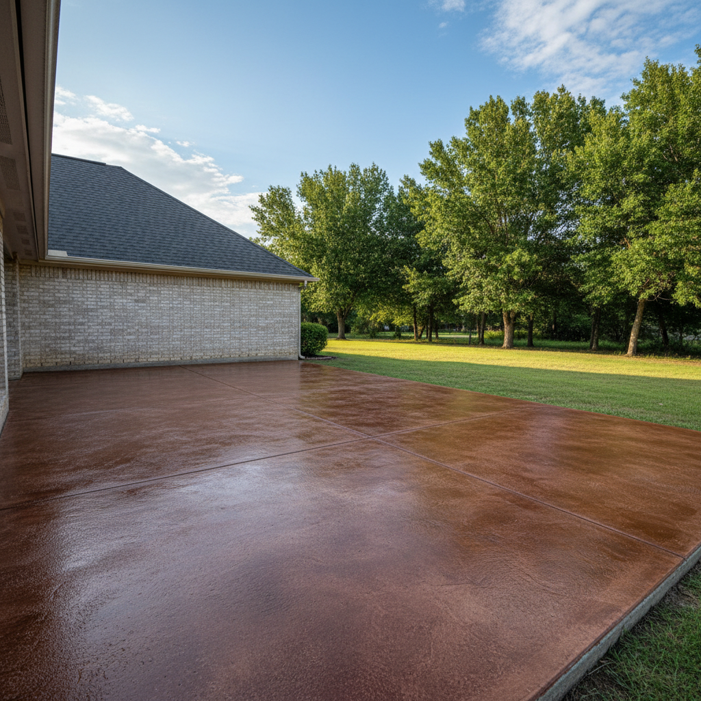 Completed concrete staining work at a residential property in Waco, TX