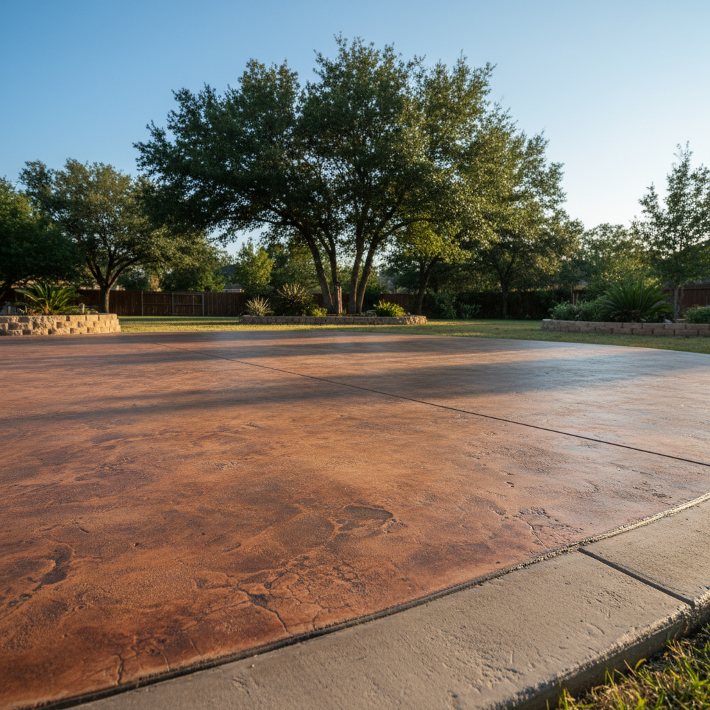 Completed concrete staining work at a residential property in Waco, TX