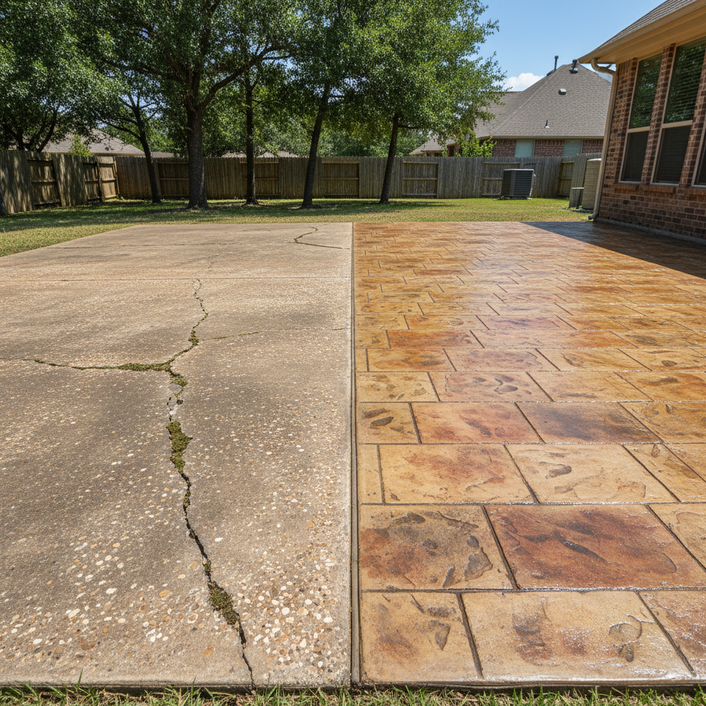 Completed decorative concrete work at a residential property in Waco, TX