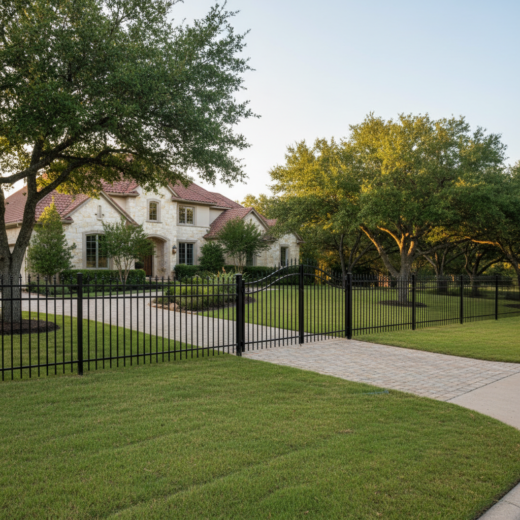 Completed ornamental iron fencing work at a residential property in New Braunfels, TX