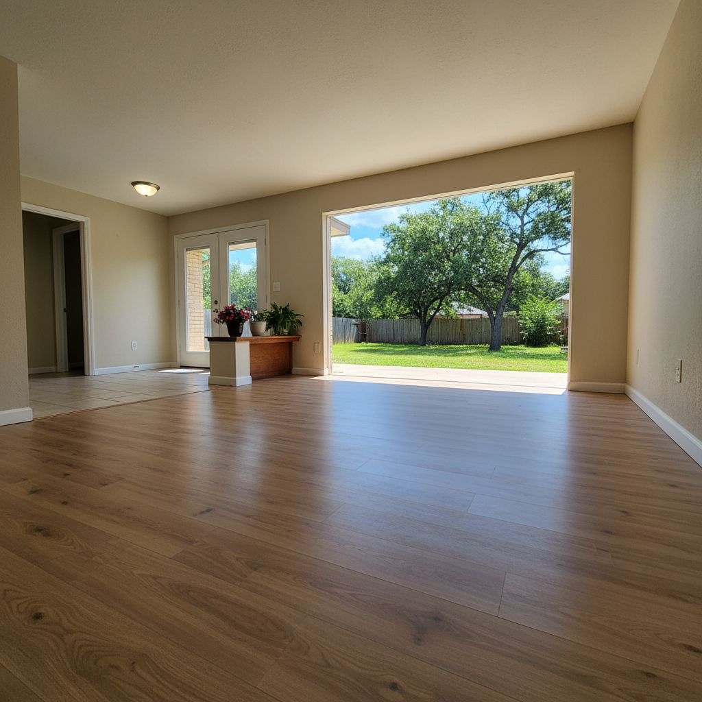 Completed laminate flooring work at a residential property in San Antonio, TX