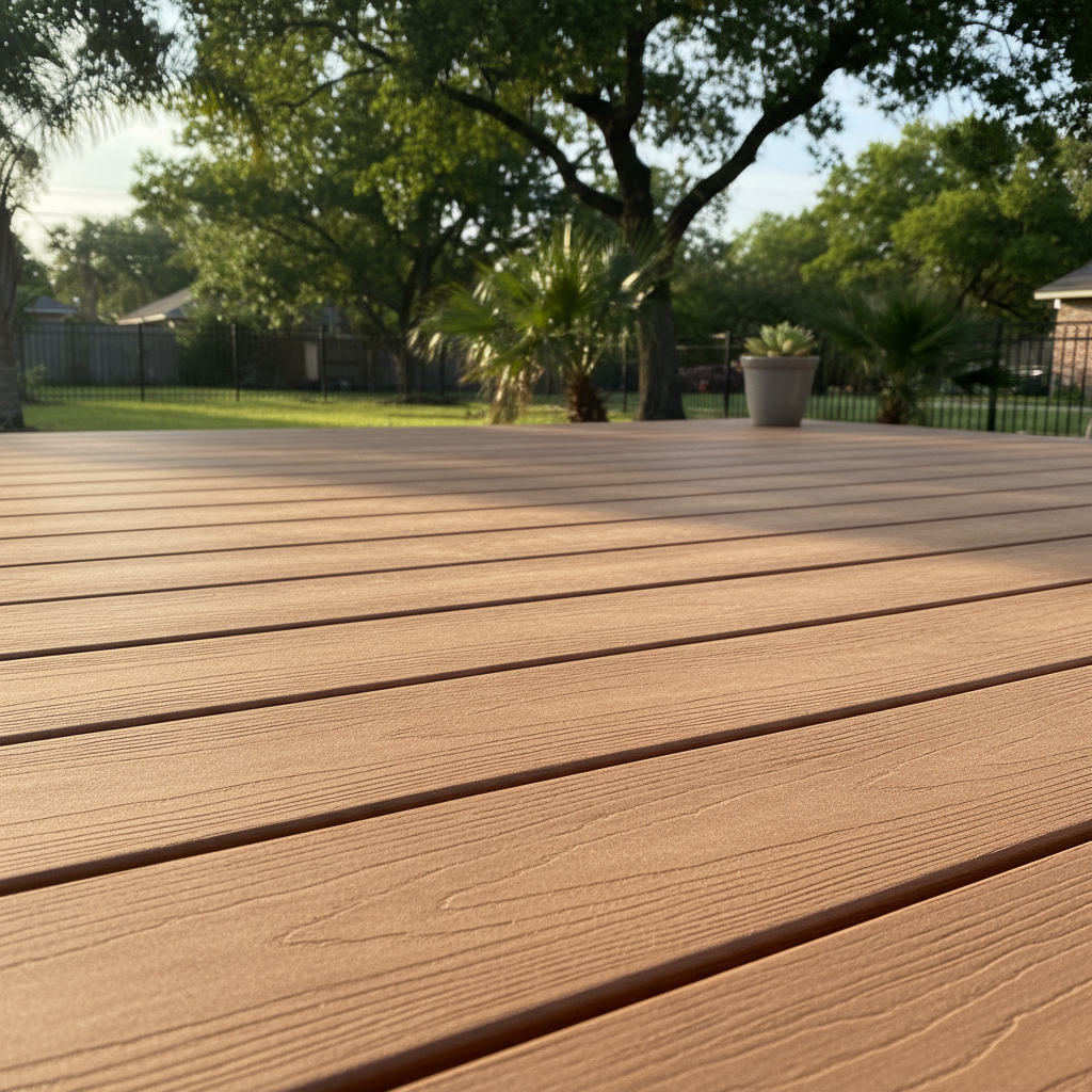 Completed composite decks work at a residential property in Brownsville, TX