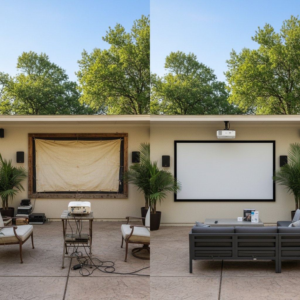 Completed projector installation work at a residential property in San Antonio, TX