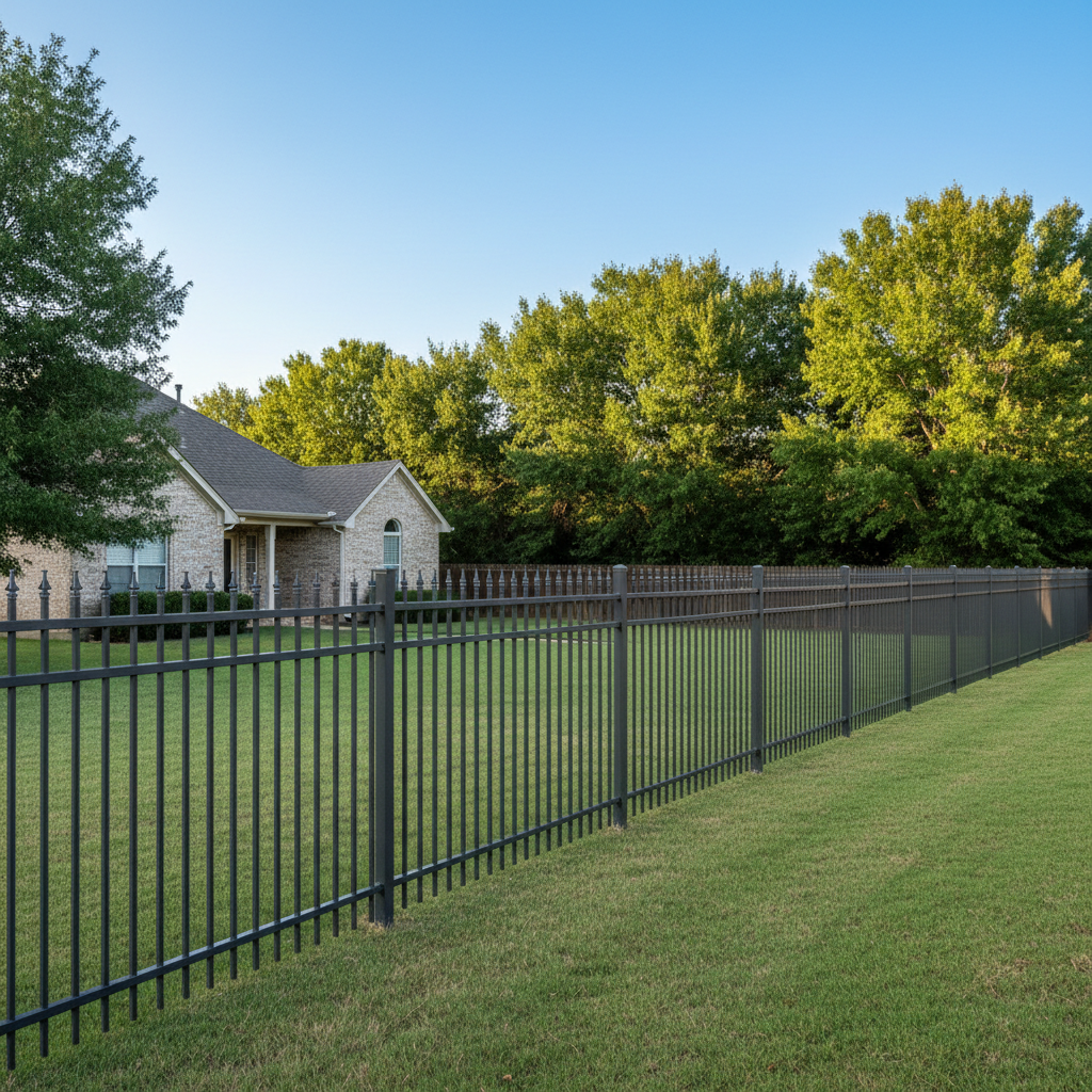 Completed aluminum fence installation work at a residential property in Wichita Falls, TX