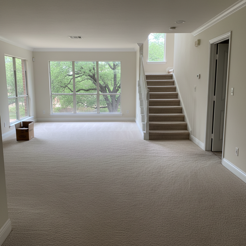 Completed carpet installation work at a residential property in San Antonio, TX