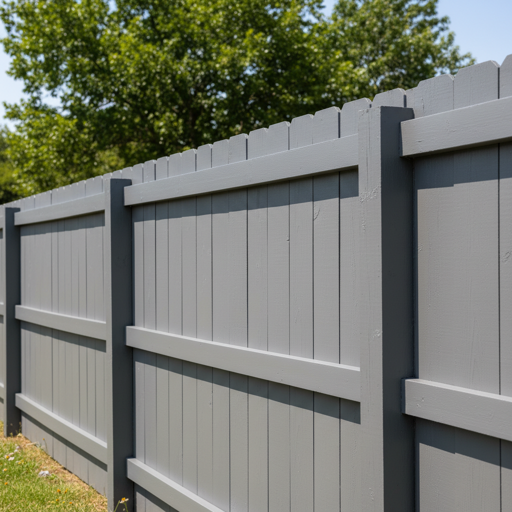 Completed fence painting work at a residential property in McKinney, TX