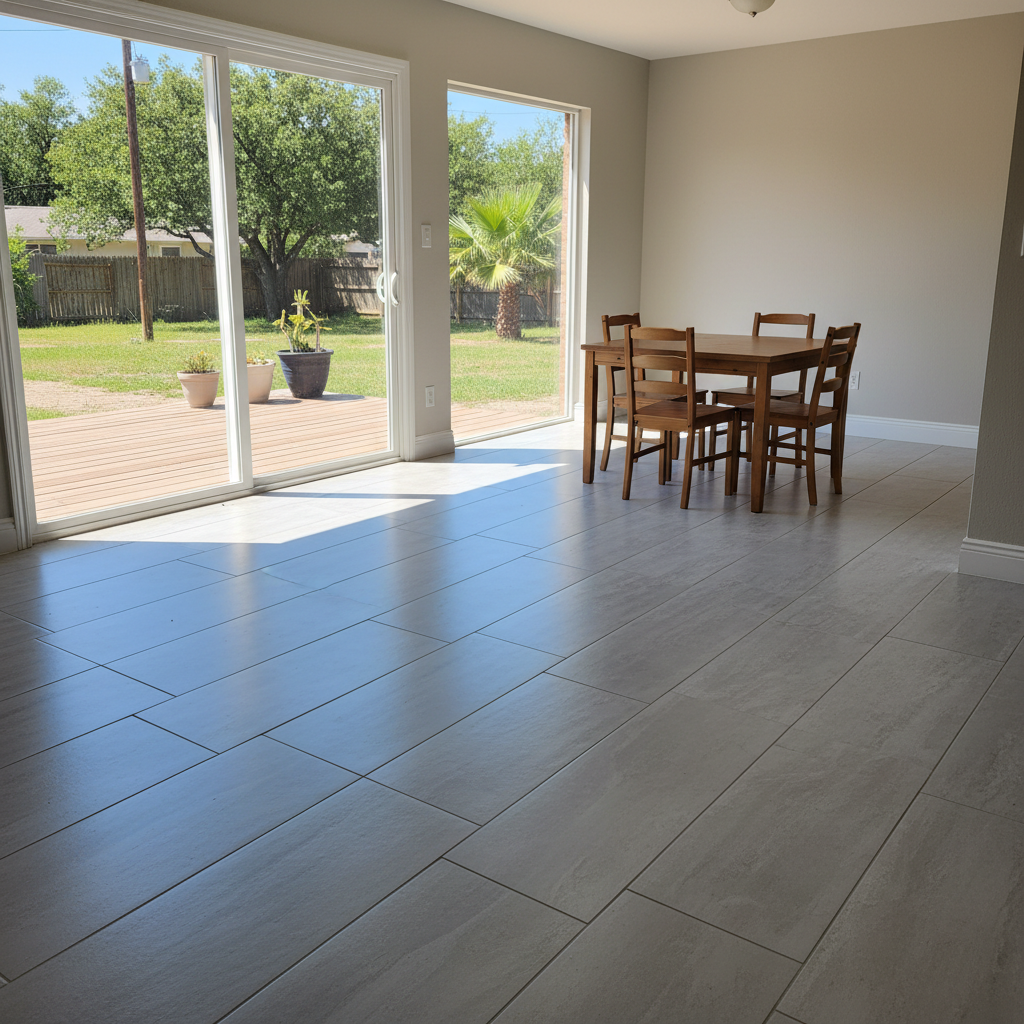 Completed tile flooring work at a residential property in San Antonio, TX