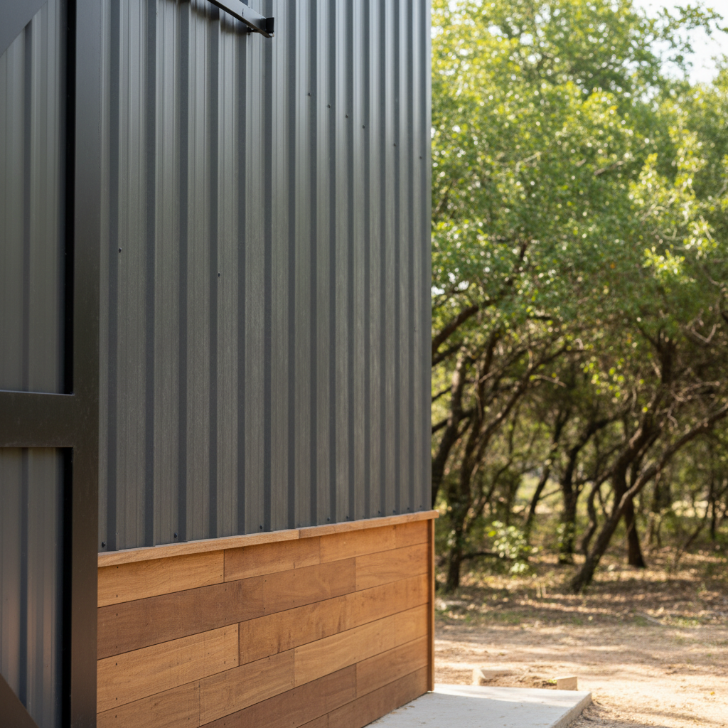 Completed pole barn construction work at a residential property in Dallas, TX