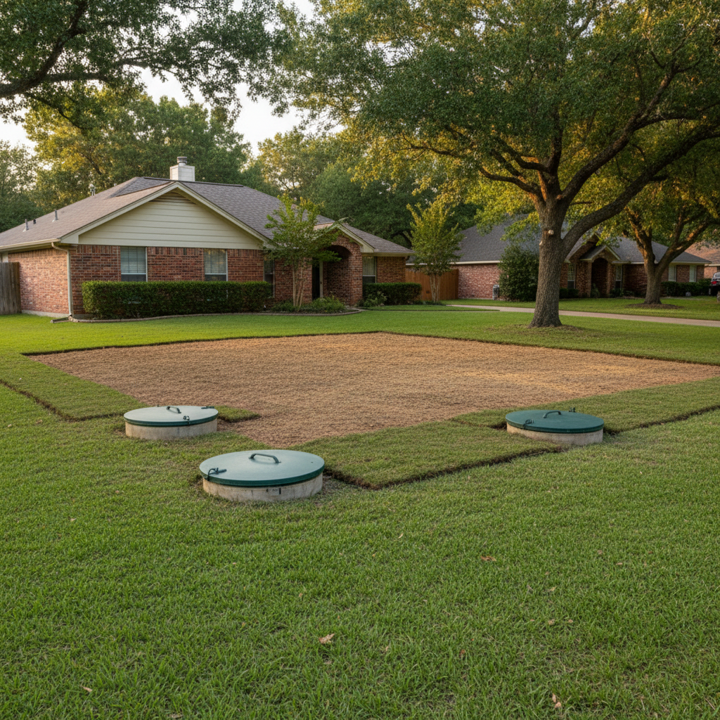 Completed emergency septic services work at a residential property in Sugar Land, TX