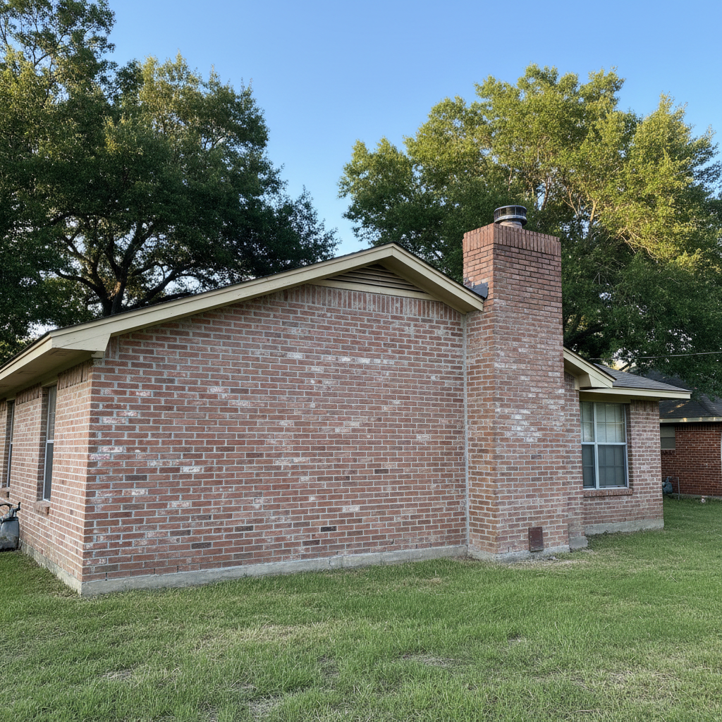 Completed tuckpointing work at a residential property in Rosenberg, TX