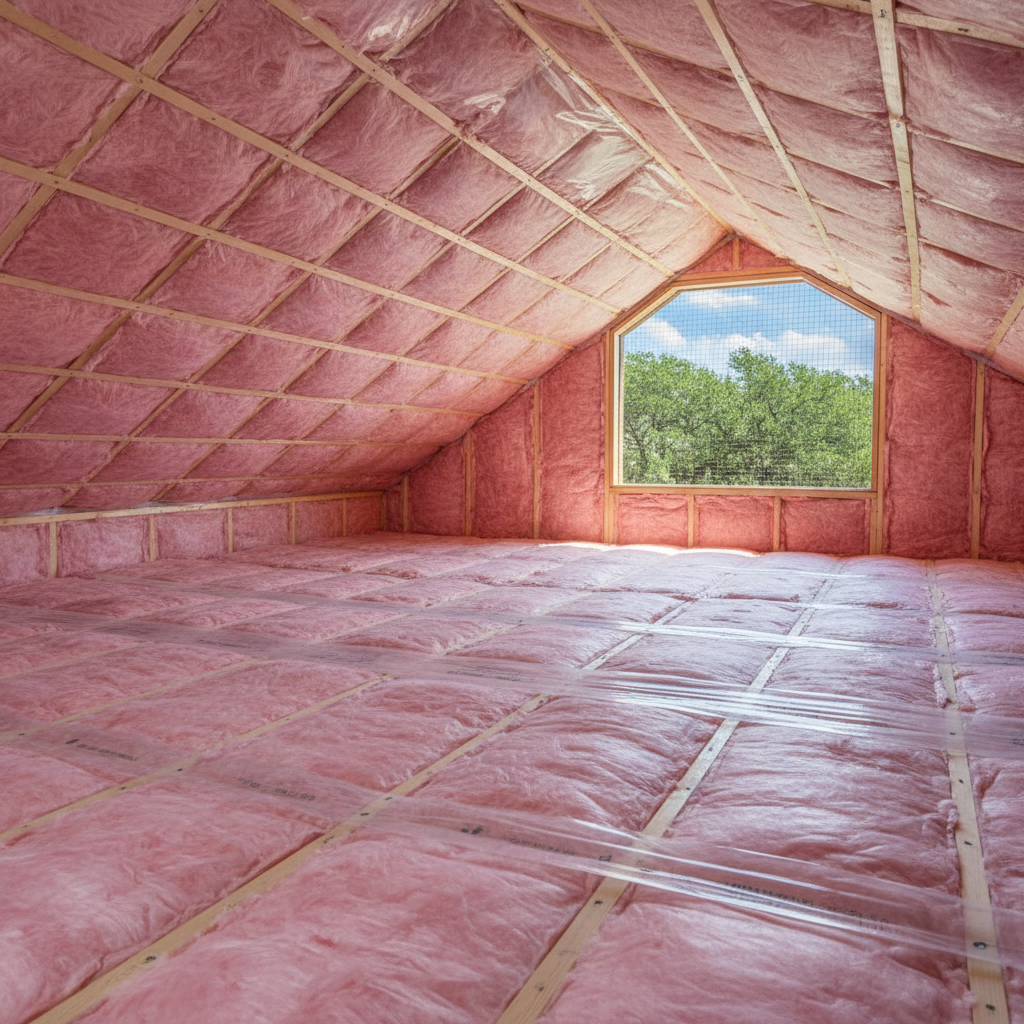 Completed batt insulation installation work at a residential property in Midlothian, TX