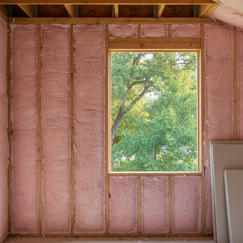 Completed batt insulation installation work at a residential property in Mansfield, TX