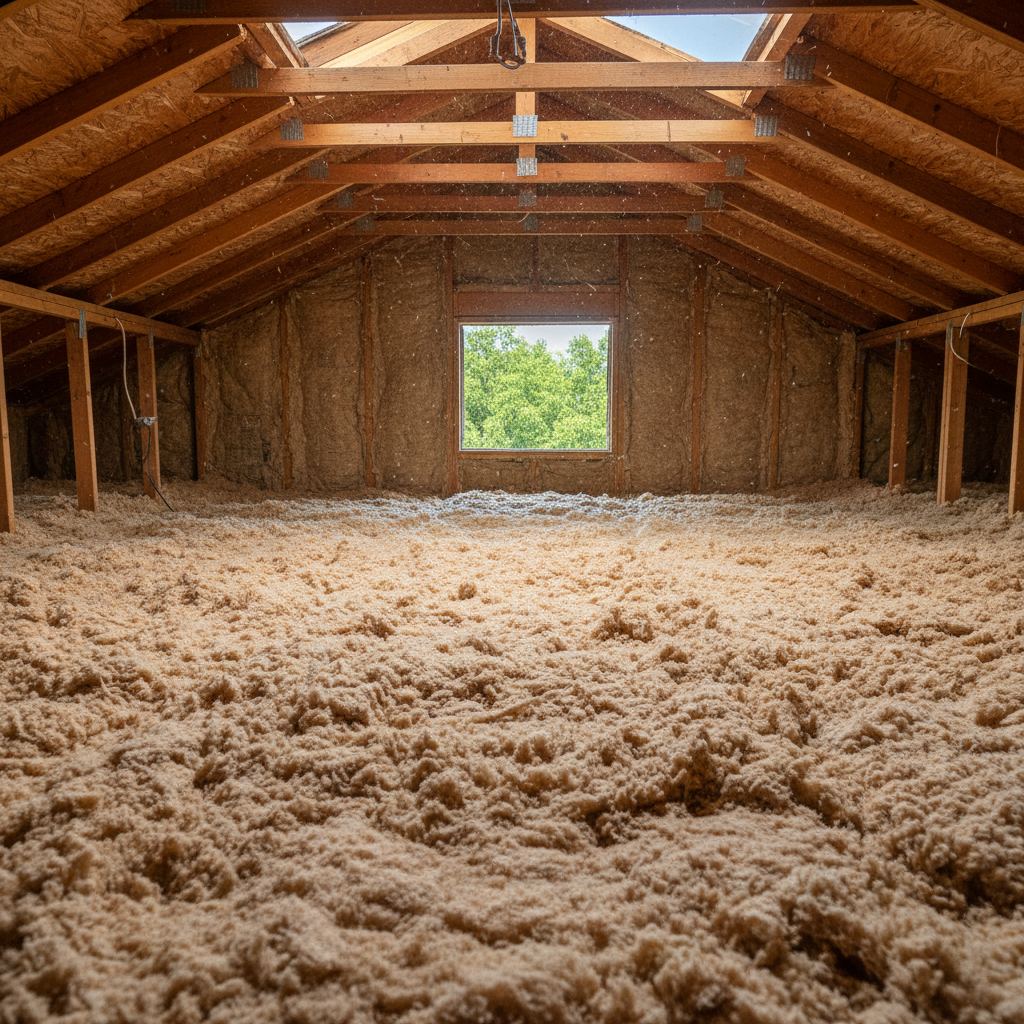 Completed attic insulation work at a residential property in Dallas, TX