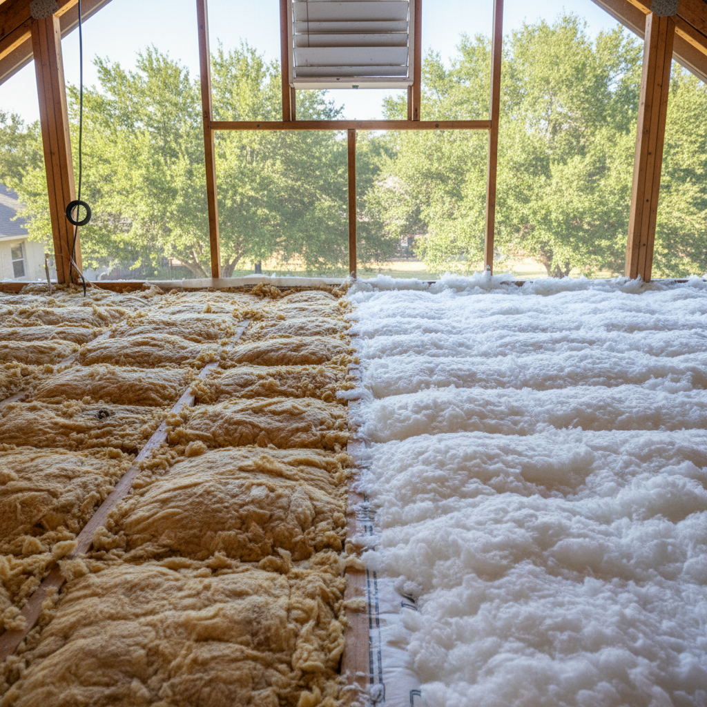 Completed attic insulation work at a residential property in San Antonio, TX