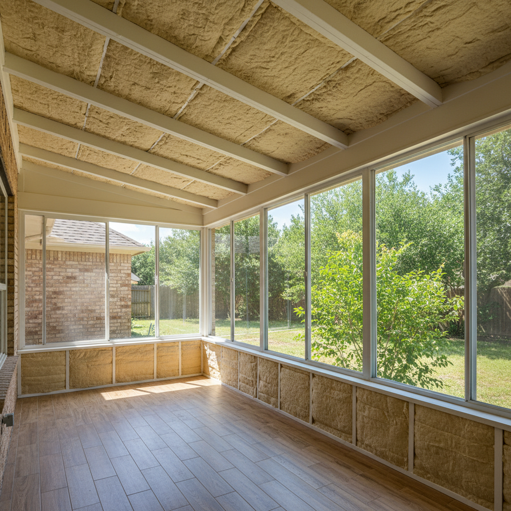 Completed sunroom insulation work at a residential property in Canton, TX