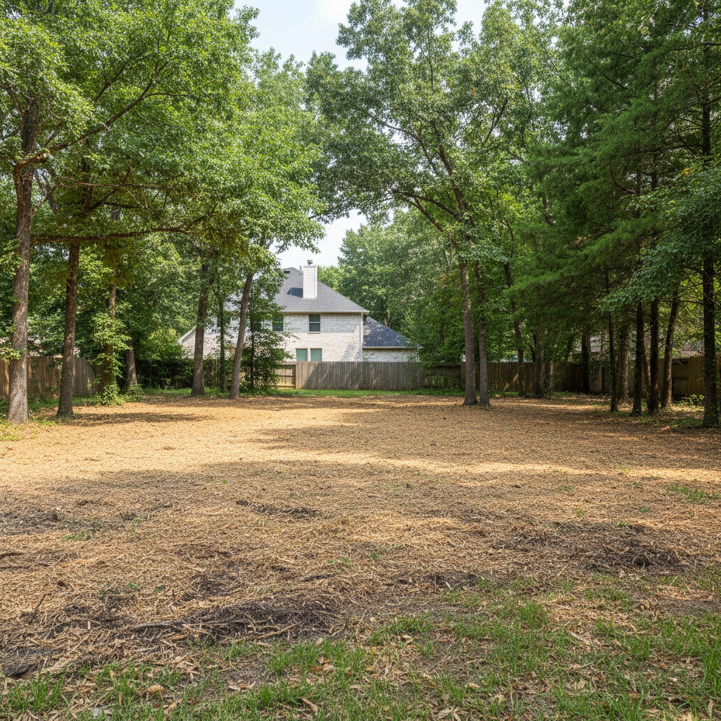 Completed land clearing work at a residential property in Live Oak, TX