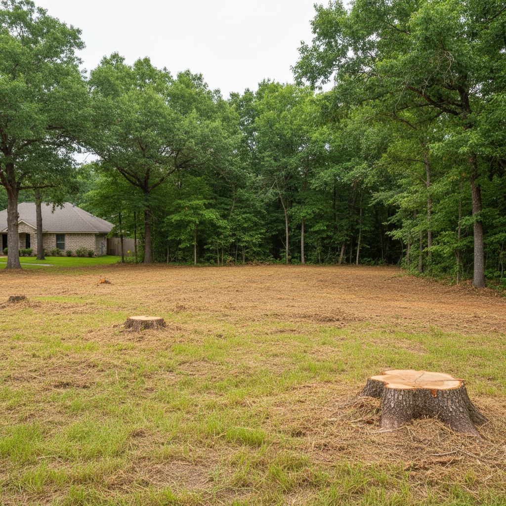 Completed lot clearing work at a residential property in La Vernia, TX