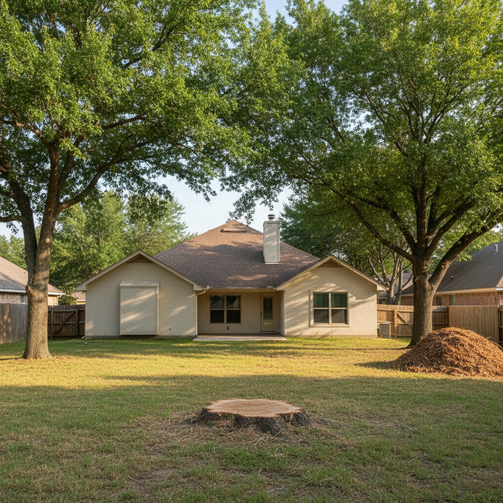 Completed tree removal work at a residential property in Bee Cave, TX
