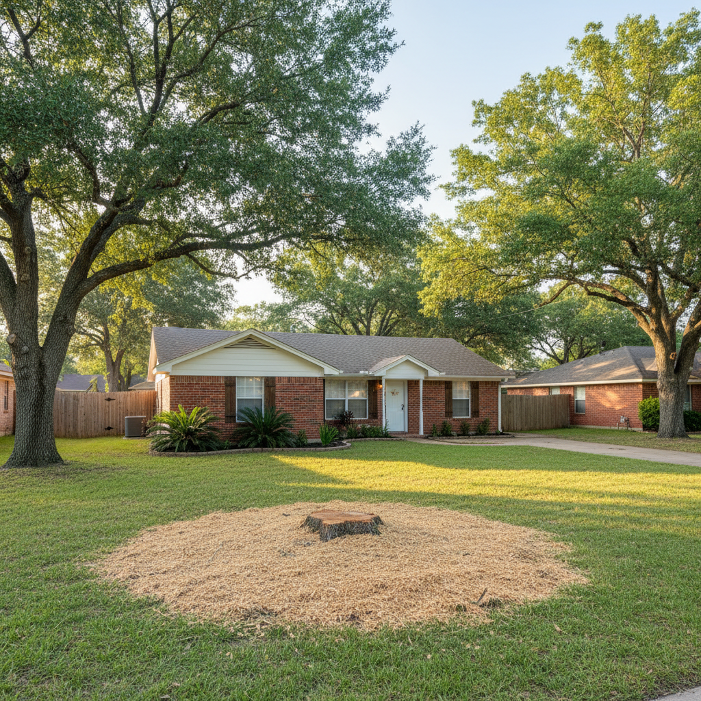 Completed stump grinding & removal work at a residential property in Luling, TX