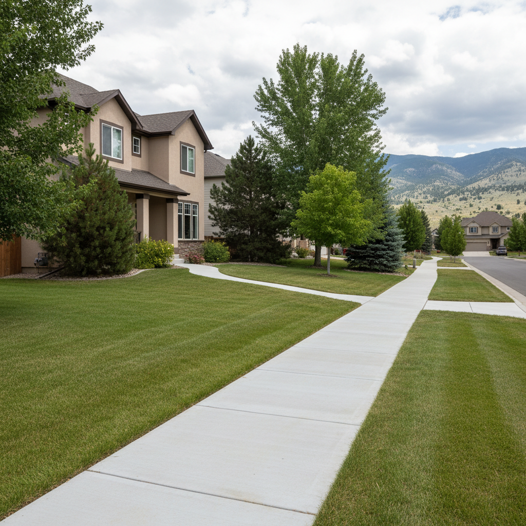 Completed concrete sidewalks work at a residential property in Millcreek, UT