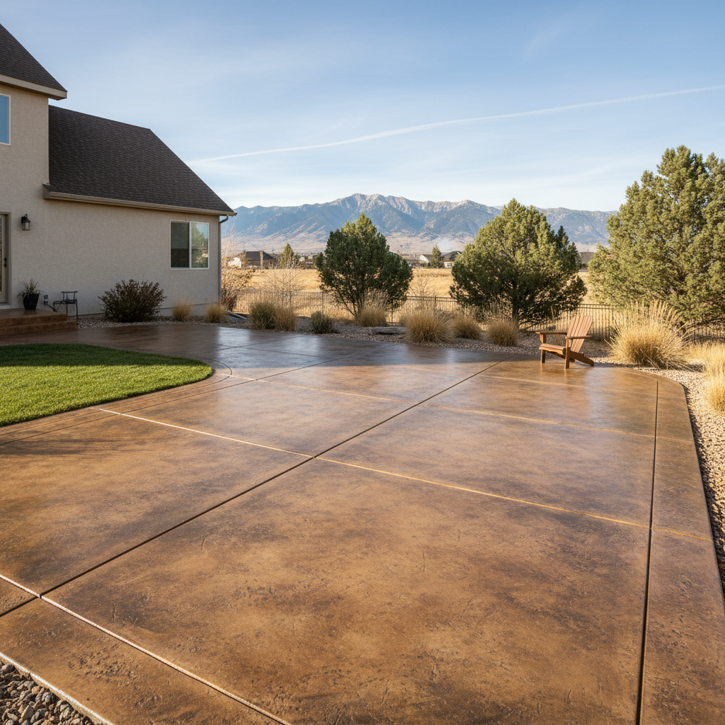 Completed concrete staining work at a residential property in Taylorsville, UT