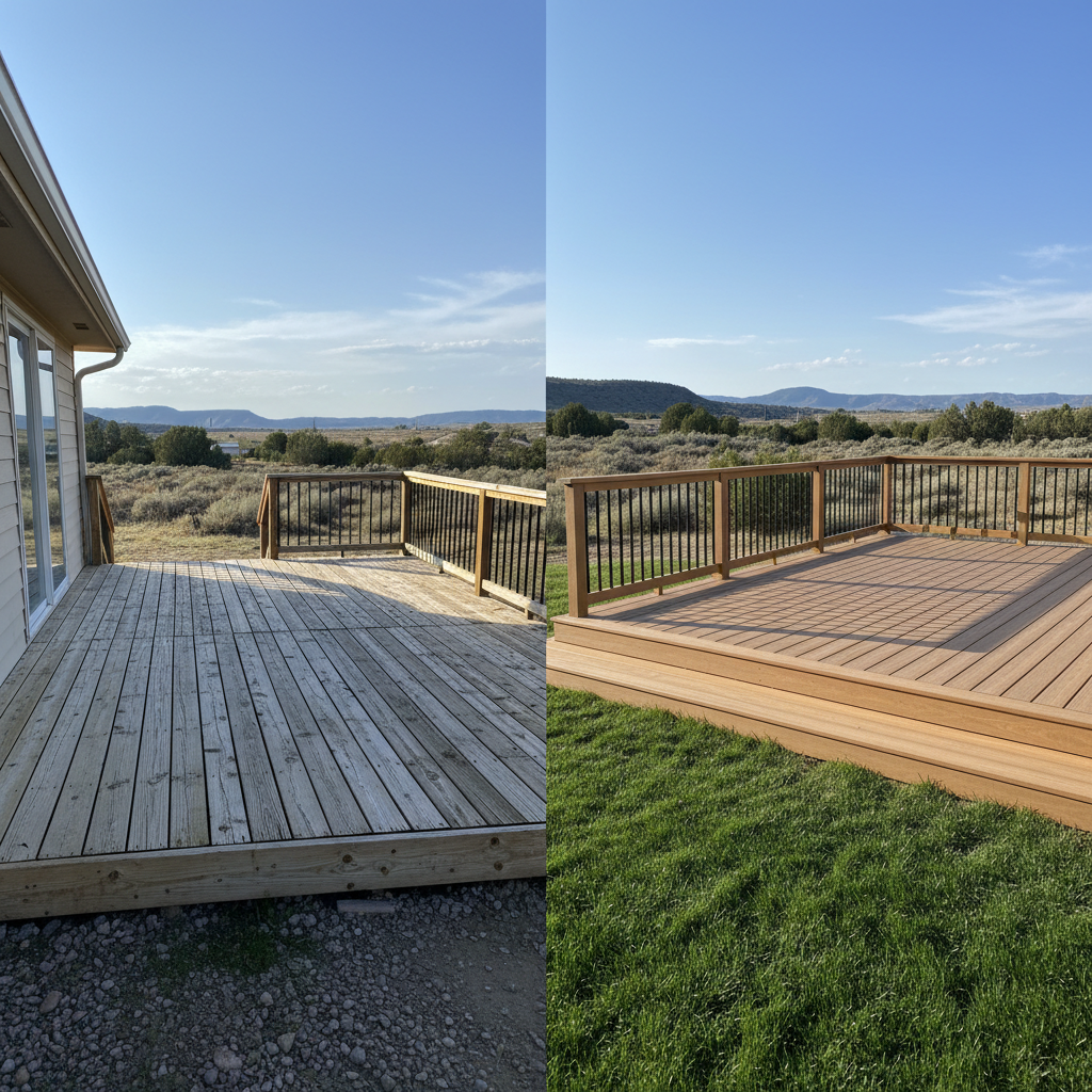Completed trex decks work at a residential property in Roosevelt, UT