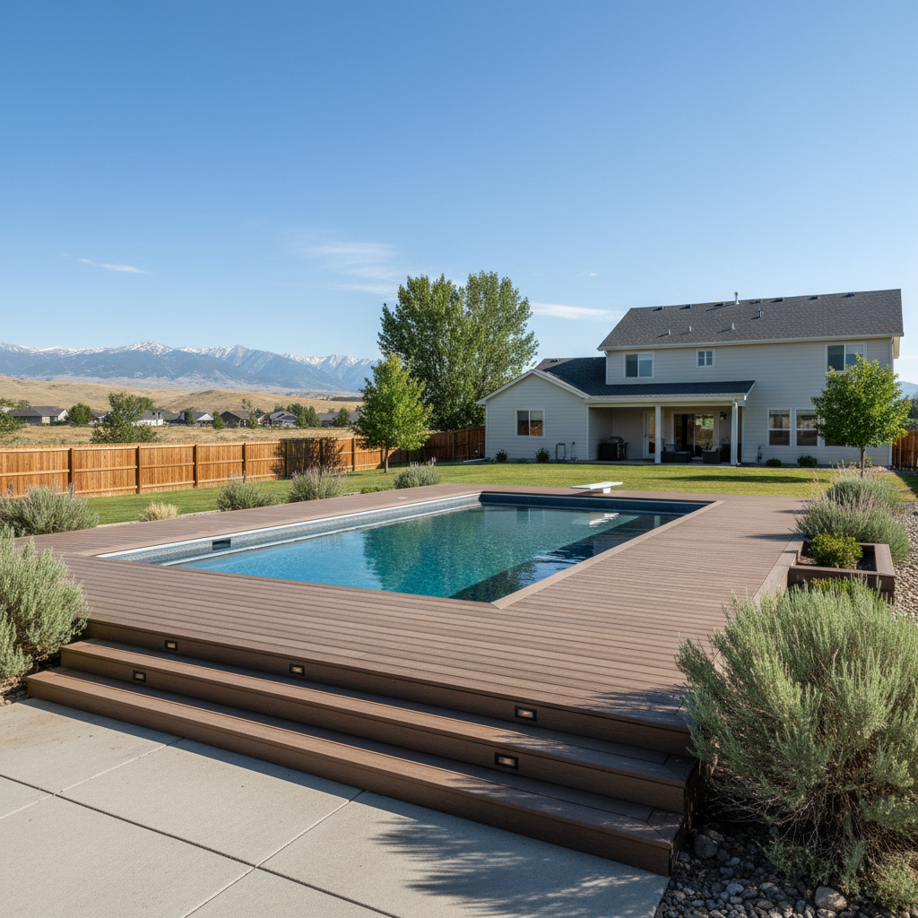 Completed pool decks work at a residential property in Clearfield, UT
