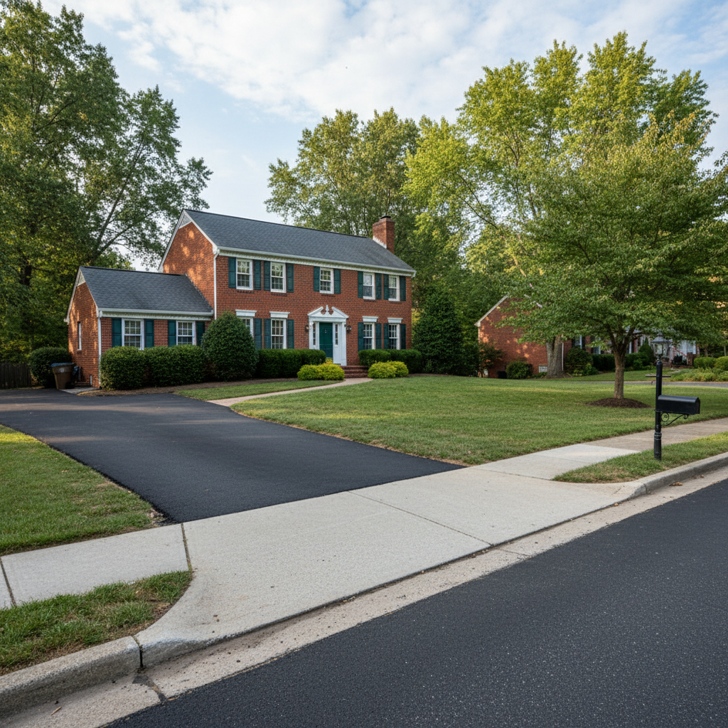 Completed asphalt patching work at a residential property in Falls Church, VA