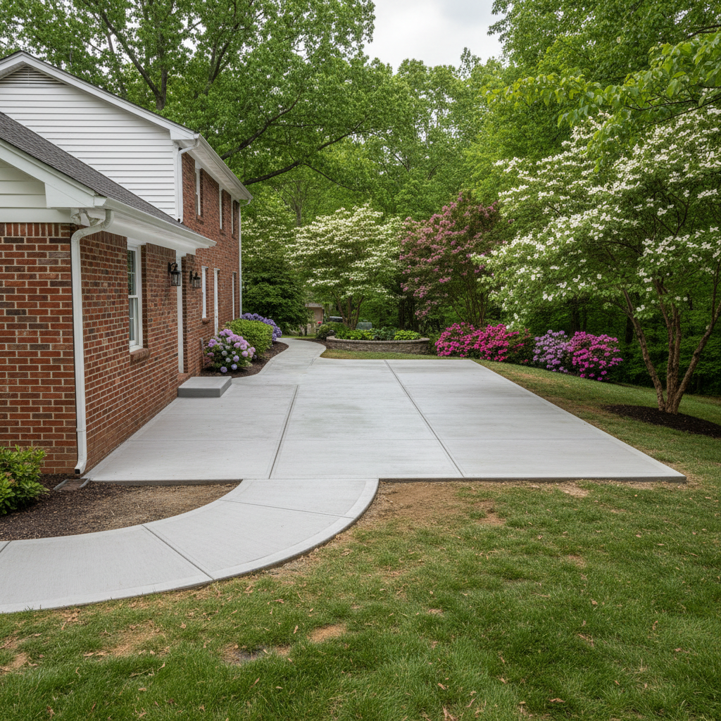 Completed concrete flatwork work at a residential property in Richmond, VA