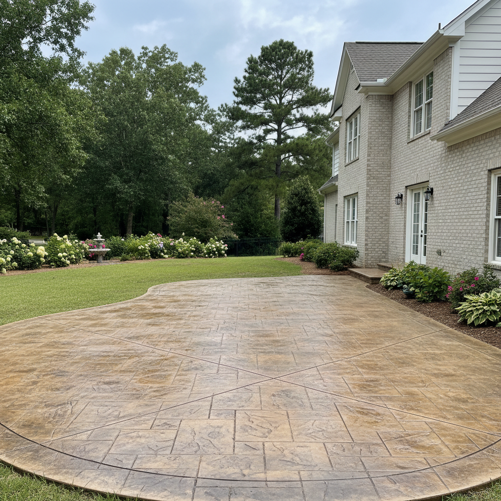 Completed stamped concrete work at a residential property in Virginia Beach, VA