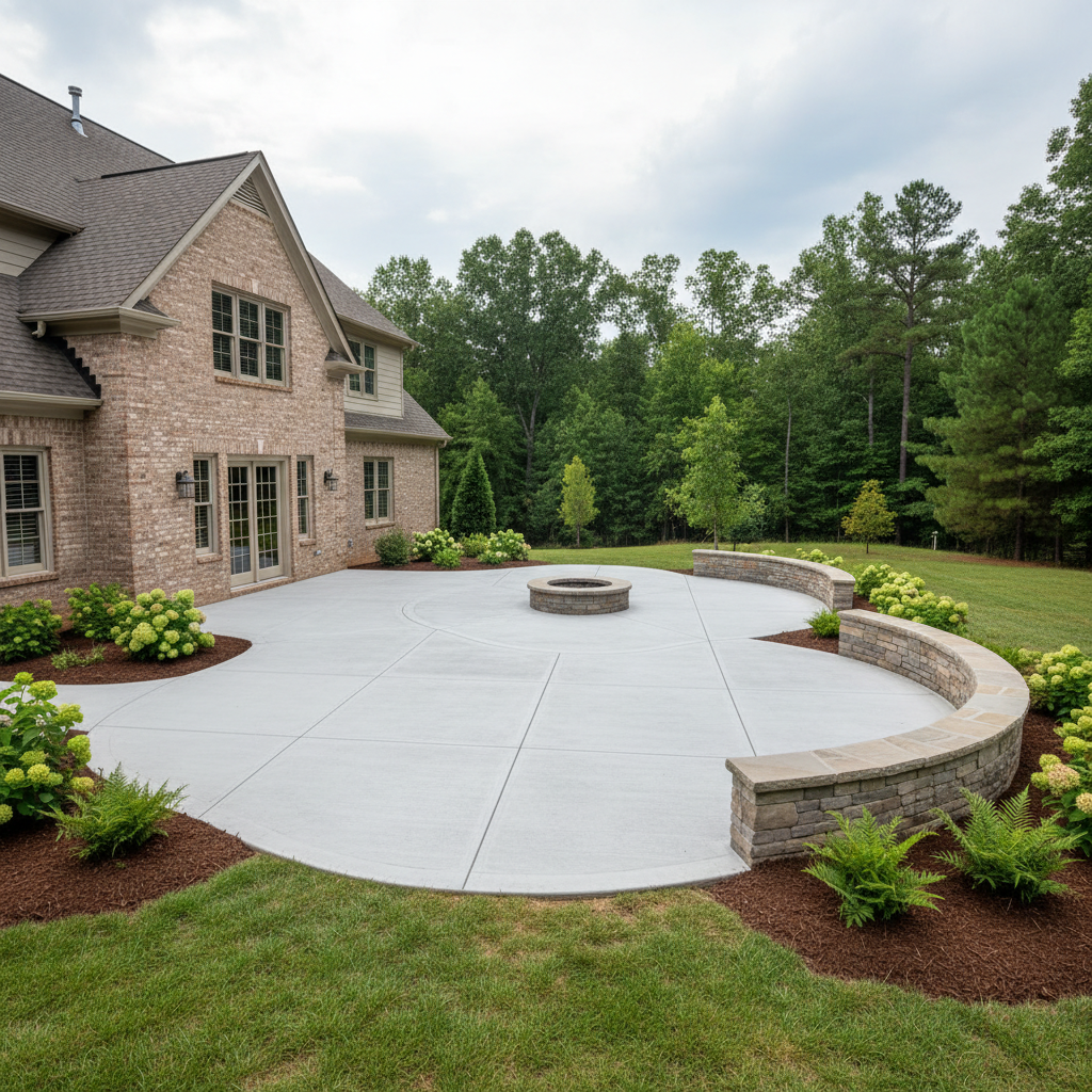 Completed concrete patios work at a residential property in Richmond, VA